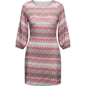 Hourglass Lilly Woman's‎ Small Chevron Zigzag Shift Dress 3/4 Sleeve Made in USA